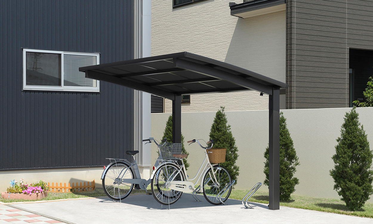 サイクルポート 三協アルミ セルフィ ミニタイプ 基本タイプ 2221 H28 本体：アルミ形材/屋根材：ポリカ 『サビに強いアルミ 家庭用 自転車置き場 屋根』