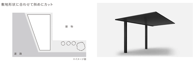 プレーンルーフ　斜め切り詰め