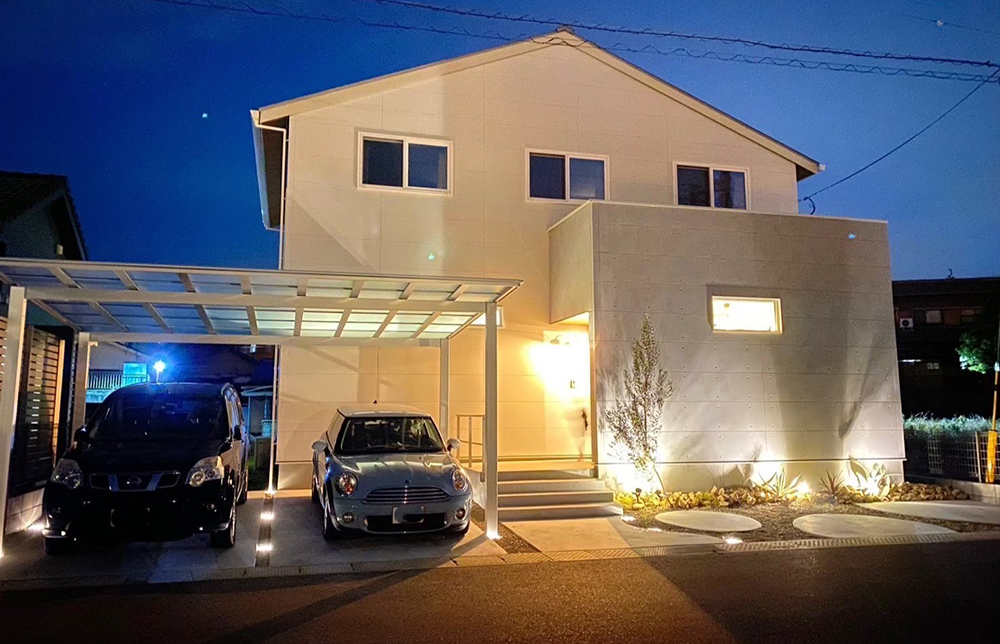 外構,照明,駐車場,カーポート,施工事例
