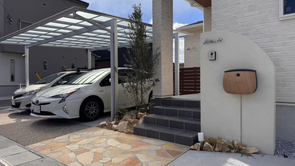 飯塚市 新築外構 乱形石アプローチ